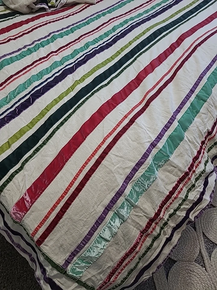 Edredón de granero de cerámica Pb Adolescente Doble Algodón Lino Terciopelo Arco Iris Boho Rosa Azul Foto 1 de 4