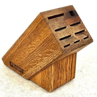 Chicago Cubiertos Cuchillo de Cocina Bloque Madera Maciza 9 Ranuras Soporte para Cuchillo Foto 1 de 4