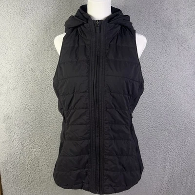 Chaleco Lululemon Another Mile para mujer 12 negro sin mangas con capucha cremallera completa activo Foto 1 de 4