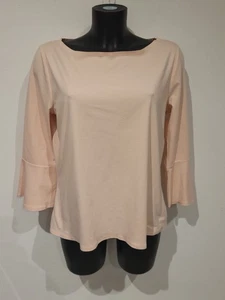 Hobbs Size Large Pale Pink Flutter Sleeves 3/4 Sleeve Blouse Top Stretchy - Picture 1 of 4