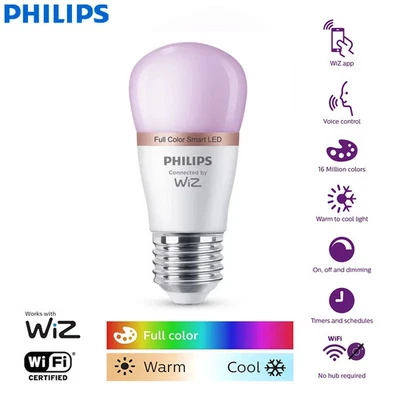 Philips 4.9W E27 P45 Wi-Fi & Bluetooth LED Smart Bulb 220V Frosted Dimmable Lamp - Image 1 of 4