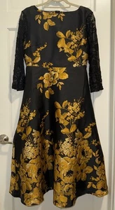 SCHWARZ UND GOLD BLUMEN KLEID FORMELL - Bild 1 von 11