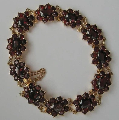 Armband mit Granat Granate aus 8 kt 333 er Gold Länge 16 cm antik - Bild 1 von 4