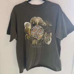 Animal Spirit Circle TShirt braun L David C Behrens Print Grafik Hanes - Bild 1 von 6