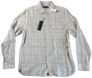 BANANA REPUBLIC M Medium Tencel Utility 2 Pocket Button-Down Shirt Beige Men - Picture 1 of 15