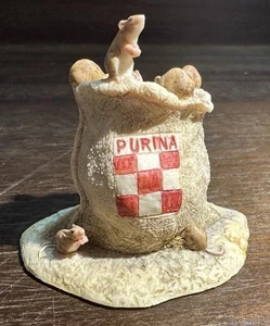 Lowell Davis When The Cat's Away Figurine Mice Purina Feed Sack Schmid 1986 Vtg - Picture 1 of 7