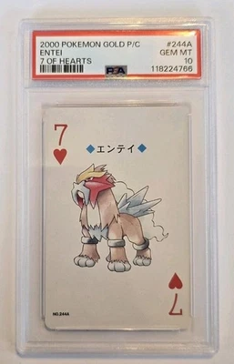 2000 Japanese Pokémon Entei 7 of Hearts #244A Gold Playing Card PSA 10 Gem Mint - Image 1 of 2