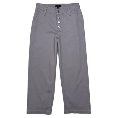 NUEVO J.Crew Pantalones Mujer Talla 00 Recortados Pierna Ancha Gris Algodón Botón Mosca Foto 1 de 4