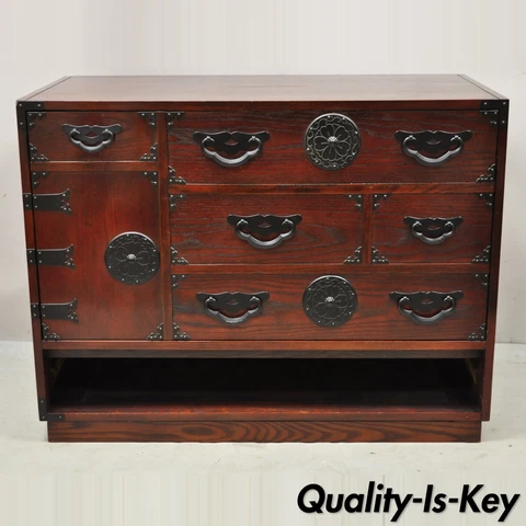 Vintage Baker Oriental Asian Tansu Style Campaign Chest Bar Unit Cabinet Cover