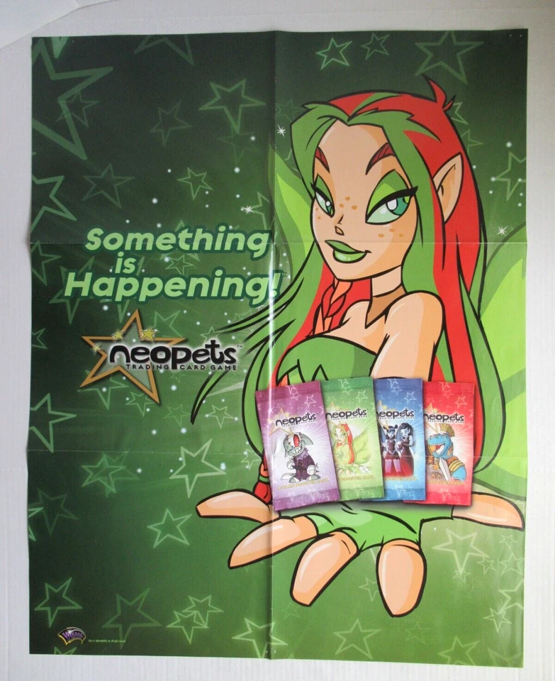 Neopets TCG Something Is Happening STORE DISPLAY POSTER 22X28 WOTC RARE - Изображение 1 из 1