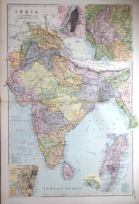 INDIA; Original Victorian Colour Atlas Map (c1890) Burma, Bombay, Calcutta - 46 - Image 1 of 4