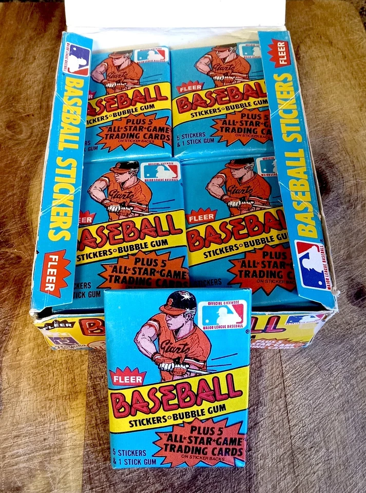 Pegatinas del equipo de béisbol Fleer 1981 con respaldo Laughlin All-Star Game paquete sellado Foto 1 de 1