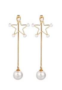 Star Pearl Long Earrings - Picture 1 of 3