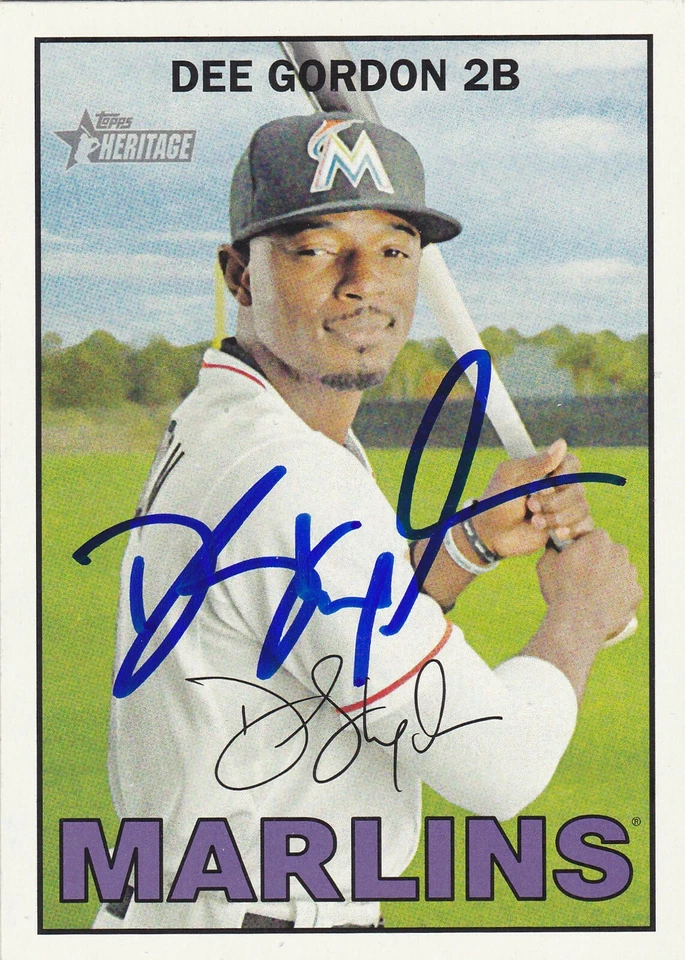 DEE GORDON MIAMI MARLINS SIGNED 2016 CARD LOS ANGELES DODGERS SEATTLE MARINERS - Image 1 of 1
