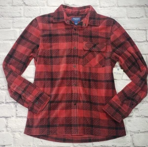 Mens Arizona Polar Fleece Red and Black Plaid Button Snap Front Shirt Size Small - Picture 1 of 6