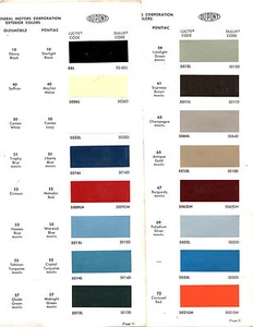 1969 CHEVROLET CORVETTE PONTIAC GTO BUICK OLDSMOBILE 442 69 PAINT CHIPS DUPONT - Foto 1 di 2