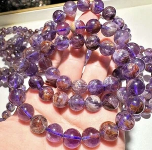 AAA Quality Natural Auralite 23 Stone Round Beaded Bracelet For Men and Women - Picture 1 of 25