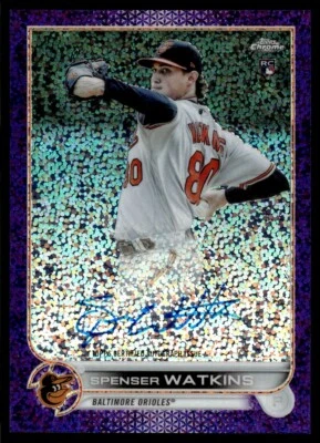 2022 Topps Chrome Rookie Autographs Purple Speckle Refractor Spenser Watkins - Image 1 of 2
