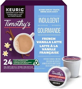 Timothy's French Vanilla Latte 24 to 144 Keurig K cups Pick Any Size FREE SHIP - Picture 1 of 6