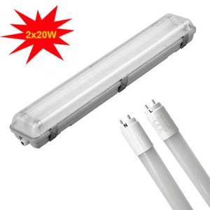 Plafoniera a tenuta stagna ip65 120cm 220v incluso di 2 tubi t8 20w opachi - Foto 1 di 7