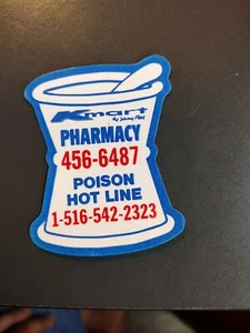Vintage 80s KMART K-Mart PHARMACY Fridge MAGNET POISON HOTLINE Department Store - Picture 1 of 3