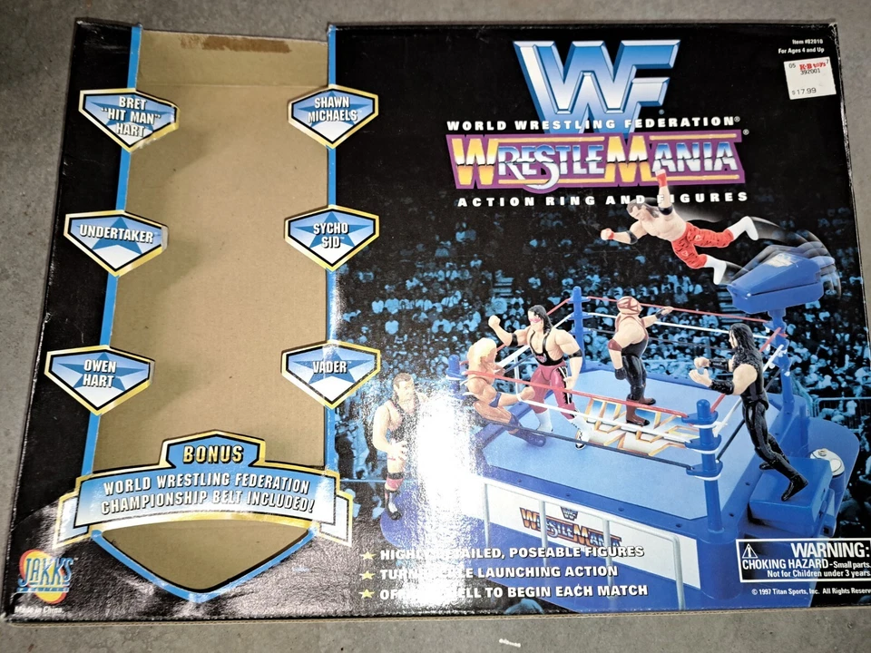 Anillo de acción y figuras WWF Wrestlemania SOLO EN CAJA 1997 Jakks WWE figuras personalizadas  Foto 1 de 4