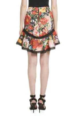 NUEVA Falda Floral Alice + Olivia Eriko Ribete Encaje en Mulit - Talla 2 #SK137 Foto 1 de 4