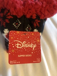 Disney Minnie Bow Non Slip Slipper Socks NWT Size 9-11 Shoe Size 4-11 - Picture 1 of 8