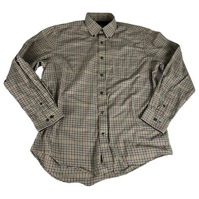 Van Heusen Plaid Button Up Dress Shirt Men's M 15-15.5 Brown Orange Long Sleeve - Image 1 of 4