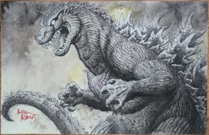 PÓSTER FIRMADO IMPRESIÓN ARTÍSTICA ARTHUR ADAMS GODZILLA 2024 SF FAN EXPO - Imagen 1 de 1