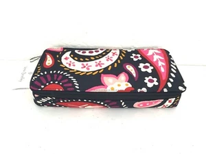 Caja de almacenamiento de vitaminas Vera Bradley pintada de cachemira negra grande de viaje - Imagen 1 de 2