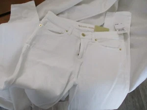 ladies pants white new nwt michael kors soft denim gold size 6 $98 izzy skinny - Picture 1 of 4