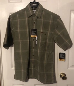 Men’s Carhartt Button Down Short Sleeve Green Plaid Shirt Size Small Item# 1385 - Picture 1 of 11