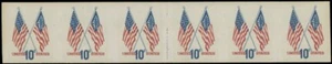 1973, USA DEFINITIVES, FLAGS 10C, COIL IMPERF STRIP OF 6, NH, SC#1519a - Picture 1 of 2