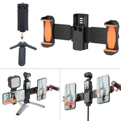 For DJI Osmo Pocket 3 Gimbal Camera Accessories Dual Phone Mount Holder + Tripod - Image 1 of 4