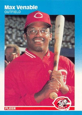 Max Venable 1987 Fleer 216  Cincinnati Reds  Baseball Card - Image 1 of 2