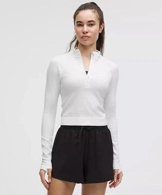 Lululemon Rest Less Cropped Half Zip Long Sleeve Size 8 White - Image 1 of 4