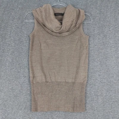 THE LIMITED WOMENS BROWN COWL NECK MERINO WOOL BLEND SLEEVELESS SWEATER SIZE XS - Image 1 of 4