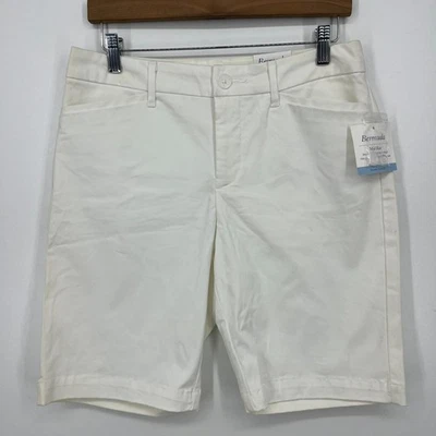 Croft & Barrow Bermuda Shorts Women's Size 8 White Mid Rise Classic Fit New NWT - Image 1 of 4