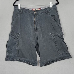 PLUGG Cargo Shorts Mens 34 Gray Utility Pocket Baggy Workwear Classic 90s Style - Picture 1 of 10