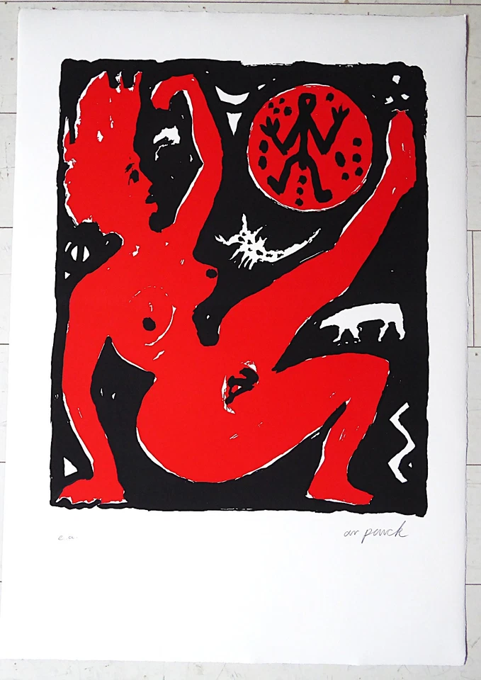 A. R. PENCK - "BITTERFELD" - GROSSE FARBSERIGRAFIE - DRUCKFRISCH !!!  SELTEN !! - Bild 1 von 4
