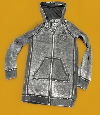 Men’s VINTAGE Y2K Volcom Logo Gray Full Zip Hoodie Lightweight Jacket  Size M - Image 1 of 4