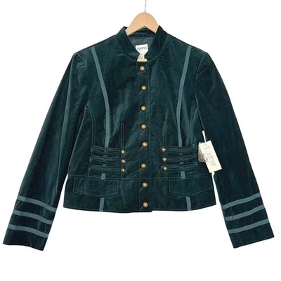 Chaqueta militar de terciopelo Together de colección con botones delanteros con cordones traseros azul azulado talla 14 Foto 1 de 4