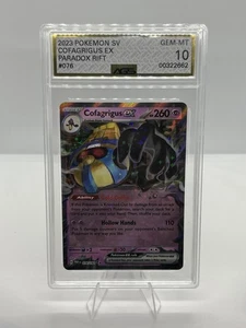 Graded Gem Mint 10 Cofagrigus ex 076/182 Sv04: Paradox Rift Holo - Picture 1 of 4