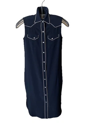 Camisa midi azul marino de seda occidental Rag & Bone Jesse talla XS Foto 1 de 4