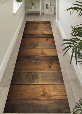 Corredor, alfombra de corredor de madera marrón, alfombra larga, alfombra de entrada, corredor antideslizante, corredor de pasillo Foto 1 de 4