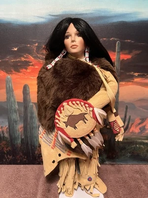 Native American “Pine Leaf” Crow Tribe  16 Inch Porcelain Hamilton Collection - Image 1 of 4