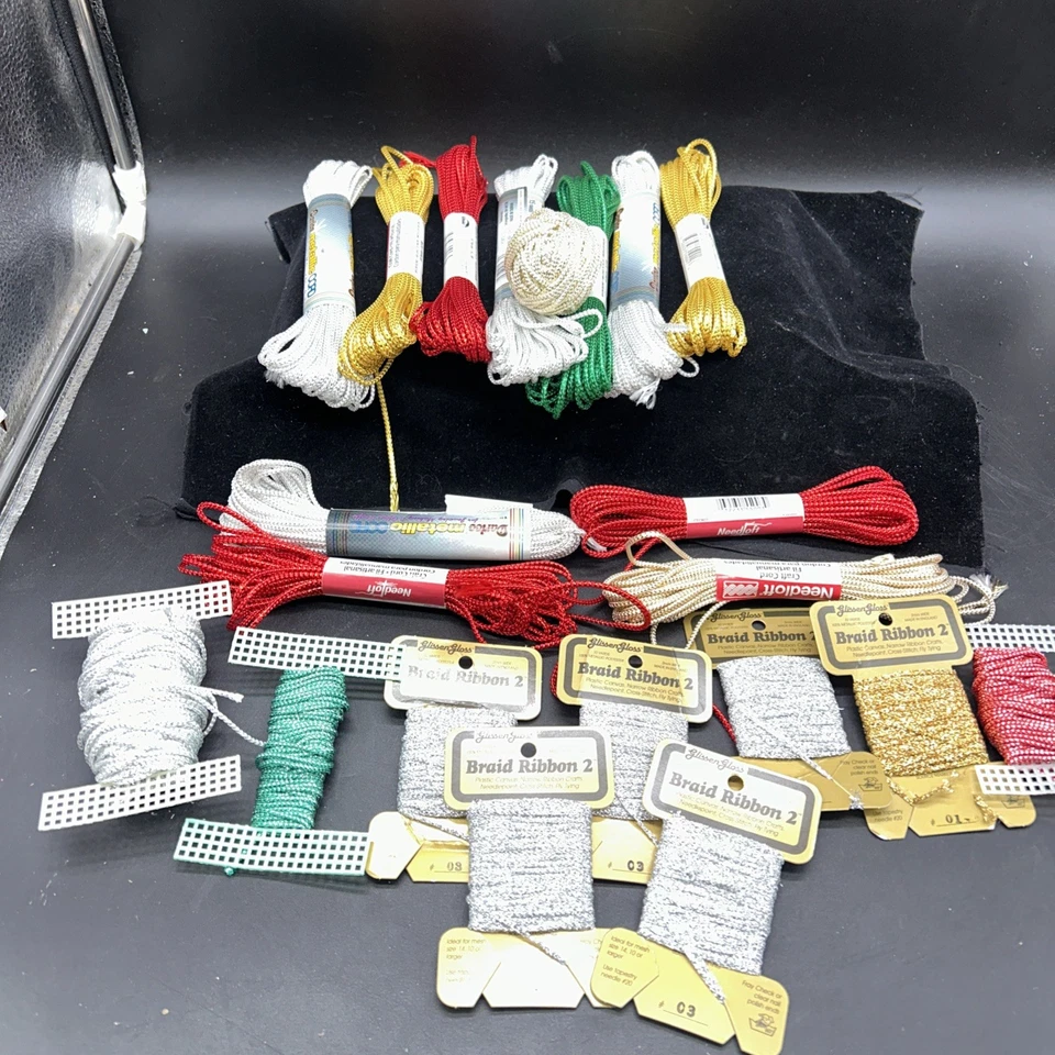 Lote Navidad De Colección Borde Metálico Cordón Trenza Adorno Dorado Plata Verde Rojo 200 Yd Foto 1 de 4