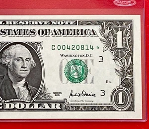 2001 Star Note $1 DOLLAR BILL ( Philadelphia C ) UNCIRCULATED - Picture 1 of 3