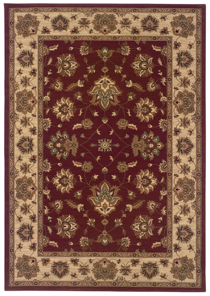 Tapete de área 8'x8' quadrado esfinge borda flores vermelhas pergaminhos 623V3 - Aprx 8' x 8' - Imagem 1 de 1